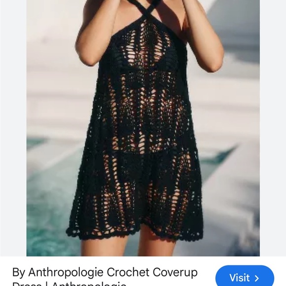Anthropologie 1X Black Crochet Cover-Up Dress - Picture 1 of 8
